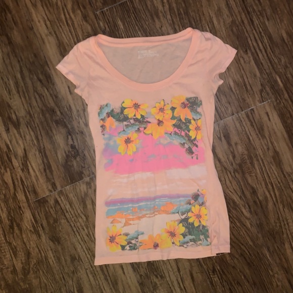 Mossimo Supply Co. Tops - Mossimo Orange Floral Shirt